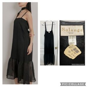 Vintage Solange Black Chiffon Midi sleeping Dress size 18/20